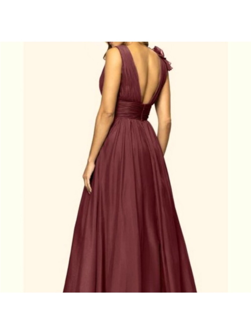 NWOT Xscape Ruffled Formal Evening Gown in Burgundy/Wine - Picture 3 of 12